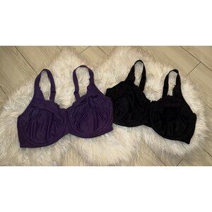 2 Lilyette 0428 Comfort Lace Minimizer Bras Unlined Underwire Womens 38D